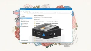 Device Manager showing a driver warning in Windows 11