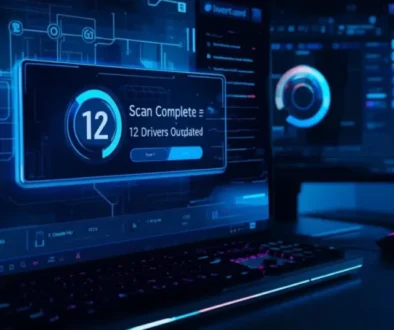 “Driver Booster driver update scan interface on Windows PC”