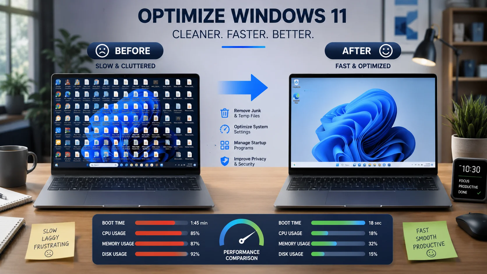 Optimizing Windows 11 for performance Disable startup apps to speed up Windows 11 on a low-end laptop