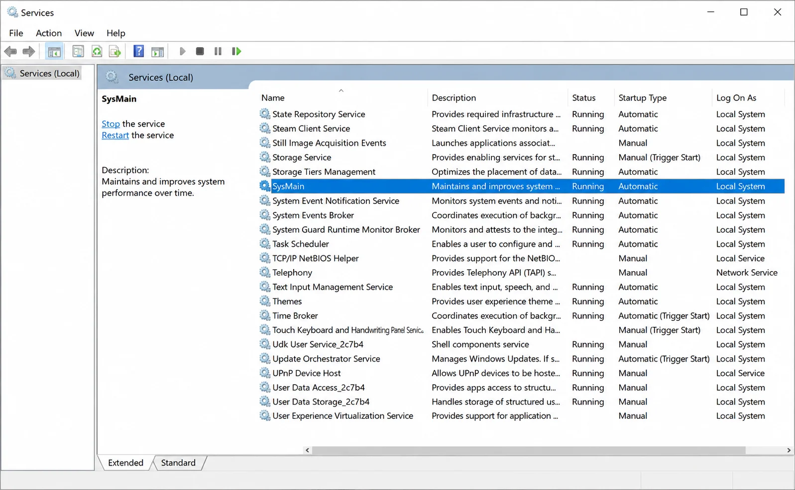 Disable SysMain to fix high CPU usage in Windows 11.