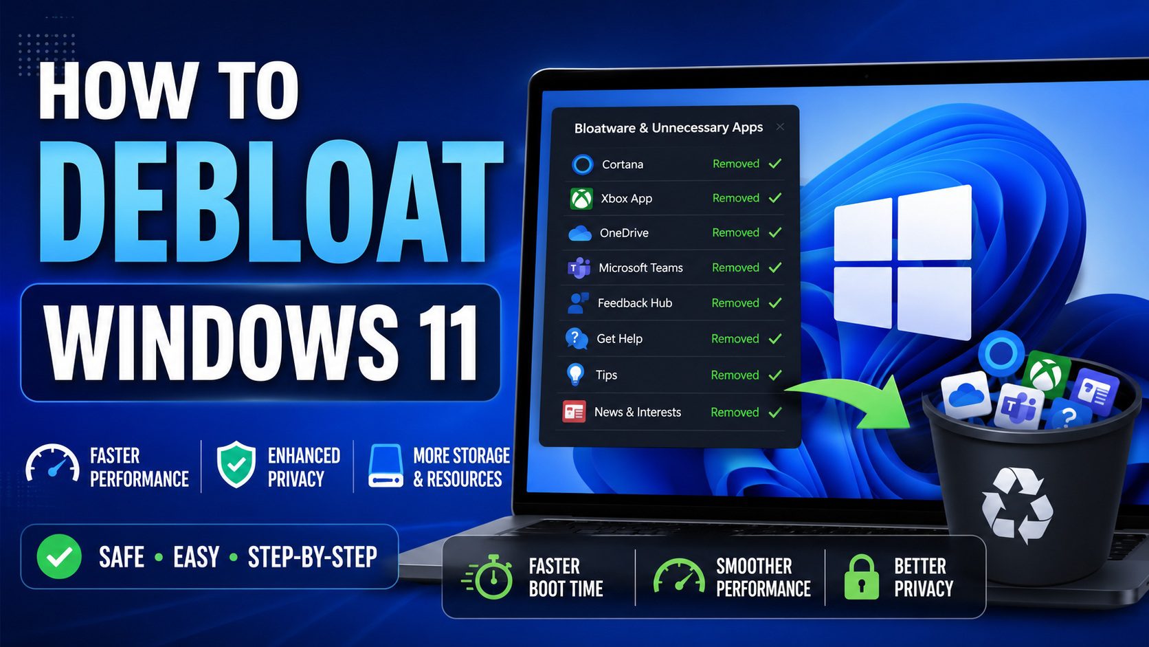 Debloat Windows 11 Safely step-by-step beginner guide
